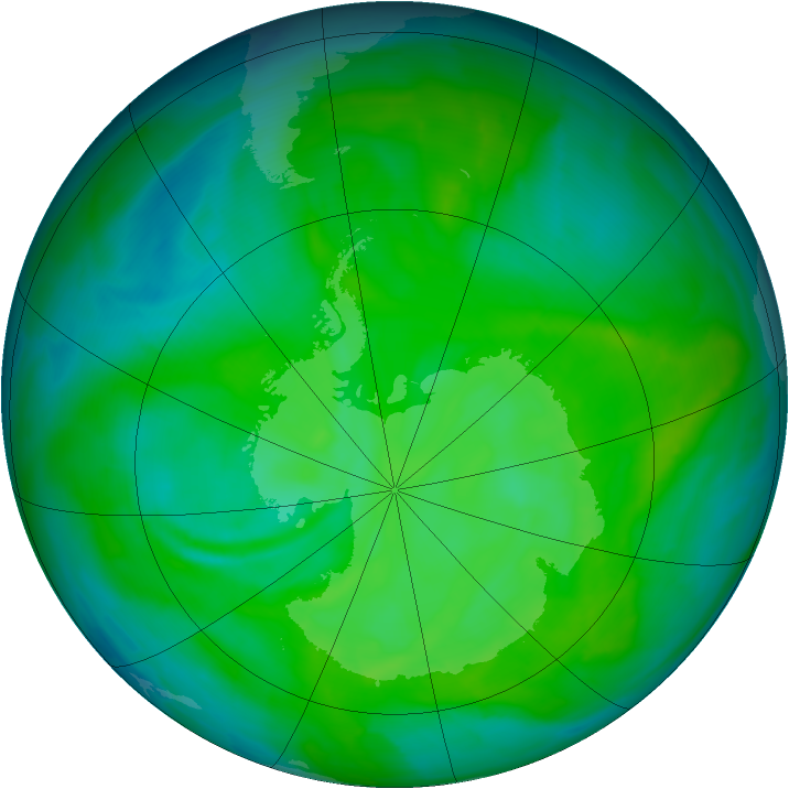 Antarctic ozone map for 04 December 2013